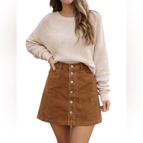 Hollister Dresses & Skirts - Hollister Brown Corduroy Ultra High Rise Button Front Mini Skirt W27